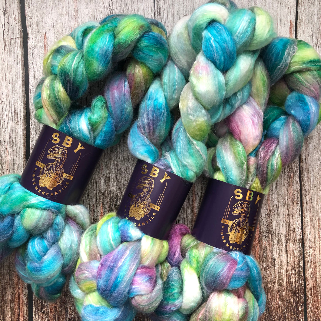 Merino / Bamboo / Silk Roving - Hot Funk Cool Punk